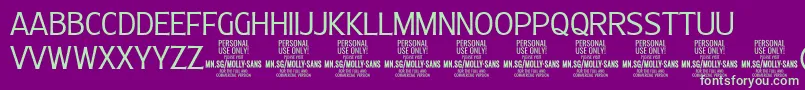 MollySansC Li PERSONAL Font – Green Fonts on Purple Background