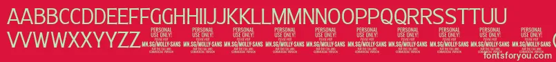 MollySansC Li PERSONAL Font – Green Fonts on Red Background