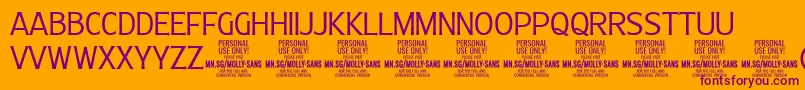 MollySansC Li PERSONAL Font – Purple Fonts on Orange Background