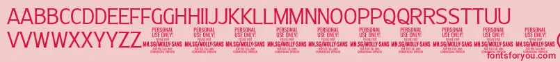 MollySansC Li PERSONAL-Schriftart – Rote Schriften auf rosa Hintergrund