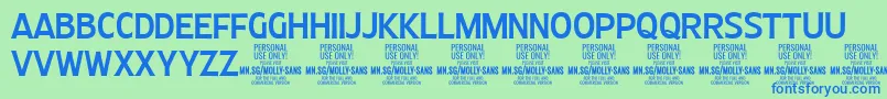 MollySansC Me PERSONAL Font – Blue Fonts on Green Background