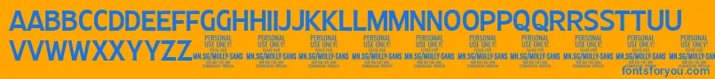 MollySansC Me PERSONAL Font – Blue Fonts on Orange Background