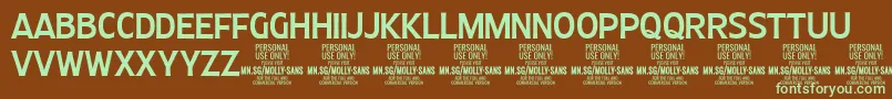 MollySansC Me PERSONAL Font – Green Fonts on Brown Background