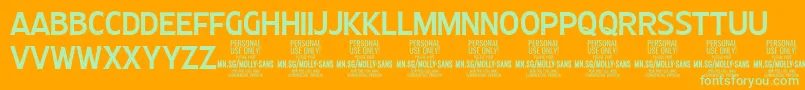 MollySansC Me PERSONAL Font – Green Fonts on Orange Background