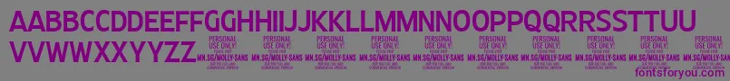 MollySansC Me PERSONAL-Schriftart – Violette Schriften auf grauem Hintergrund