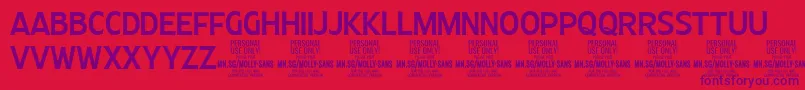 MollySansC Me PERSONAL Font – Purple Fonts on Red Background