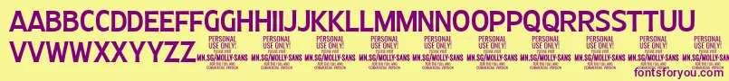 MollySansC Me PERSONAL Font – Purple Fonts on Yellow Background