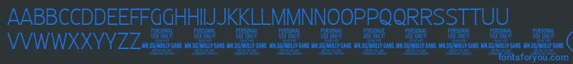 MollySansC Th PERSONAL Font – Blue Fonts on Black Background