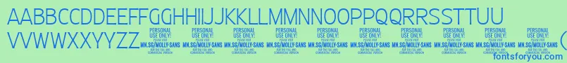 MollySansC Th PERSONAL Font – Blue Fonts on Green Background