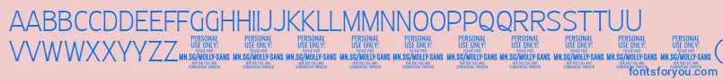 MollySansC Th PERSONAL Font – Blue Fonts on Pink Background