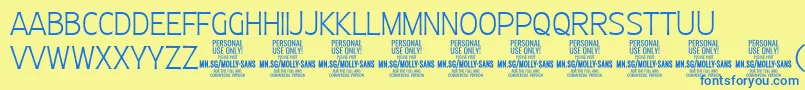 MollySansC Th PERSONAL Font – Blue Fonts on Yellow Background