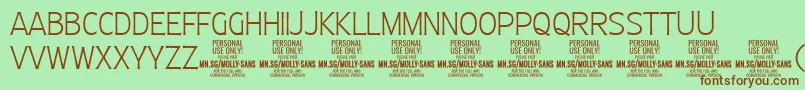 MollySansC Th PERSONAL Font – Brown Fonts on Green Background