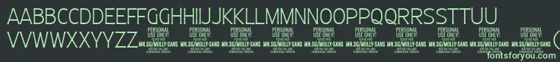 MollySansC Th PERSONAL Font – Green Fonts on Black Background