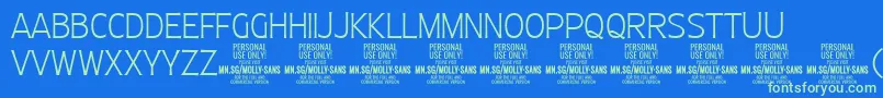 MollySansC Th PERSONAL Font – Green Fonts on Blue Background