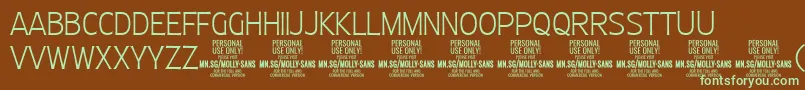 MollySansC Th PERSONAL Font – Green Fonts on Brown Background