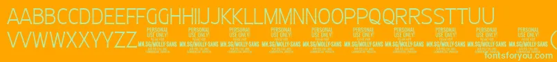 MollySansC Th PERSONAL Font – Green Fonts on Orange Background