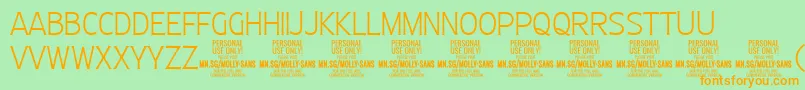 MollySansC Th PERSONAL Font – Orange Fonts on Green Background