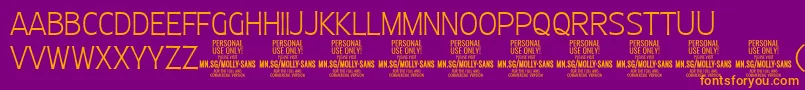 MollySansC Th PERSONAL Font – Orange Fonts on Purple Background