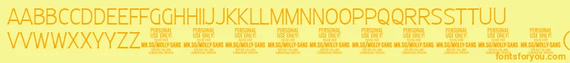 MollySansC Th PERSONAL Font – Orange Fonts on Yellow Background