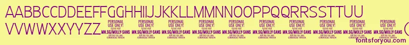 MollySansC Th PERSONAL Font – Purple Fonts on Yellow Background