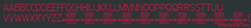 MollySansC Th PERSONAL-Schriftart – Rote Schriften auf schwarzem Hintergrund