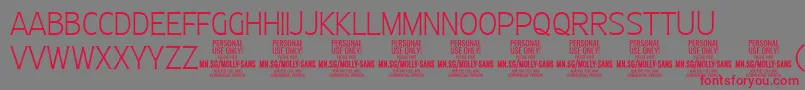 MollySansC Th PERSONAL-fontti – punaiset fontit harmaalla taustalla