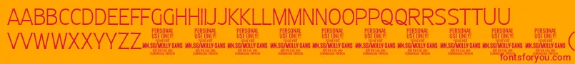 MollySansC Th PERSONAL Font – Red Fonts on Orange Background
