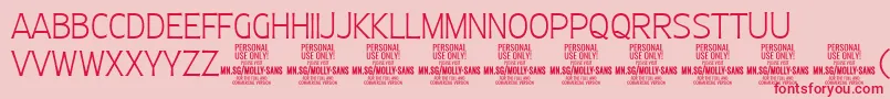 MollySansC Th PERSONAL Font – Red Fonts on Pink Background