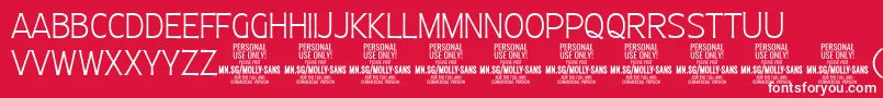 MollySansC Th PERSONAL-Schriftart – Weiße Schriften auf rotem Hintergrund