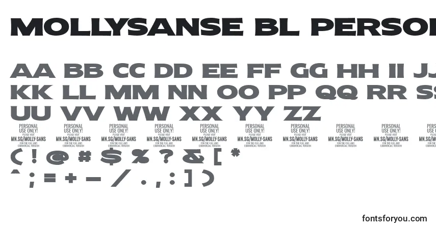 Шрифт MollySansE Bl PERSONAL – алфавит, цифры, специальные символы