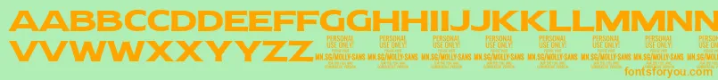 MollySansE Bo PERSONAL Font – Orange Fonts on Green Background