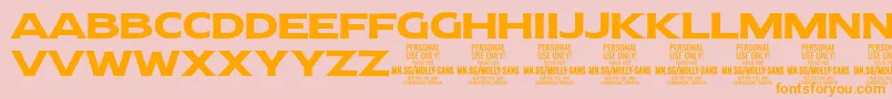 MollySansE Bo PERSONAL-Schriftart – Orangefarbene Schriften auf rosa Hintergrund