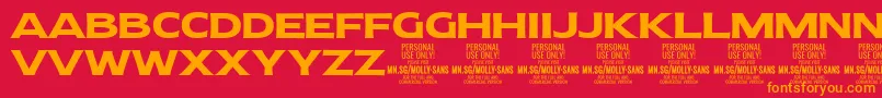 MollySansE Bo PERSONAL Font – Orange Fonts on Red Background