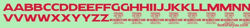 MollySansE Bo PERSONAL Font – Red Fonts on Green Background