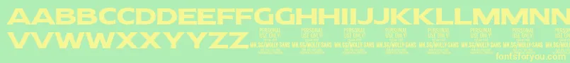 MollySansE Bo PERSONAL-Schriftart – Gelbe Schriften auf grünem Hintergrund