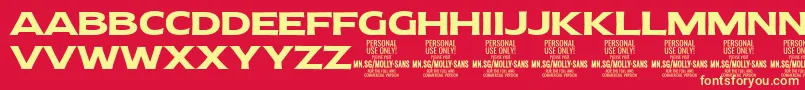 MollySansE Bo PERSONAL-Schriftart – Gelbe Schriften auf rotem Hintergrund