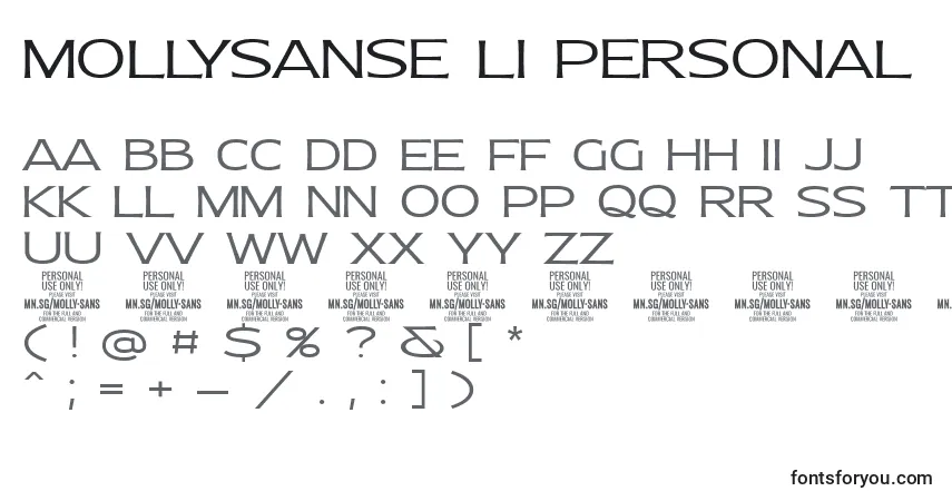 Шрифт MollySansE Li PERSONAL – алфавит, цифры, специальные символы