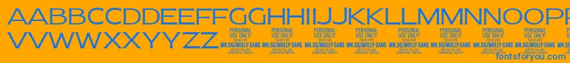 MollySansE Li PERSONAL Font – Blue Fonts on Orange Background