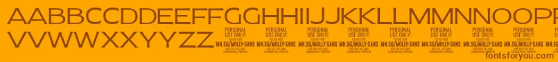Шрифт MollySansE Li PERSONAL – коричневые шрифты на оранжевом фоне