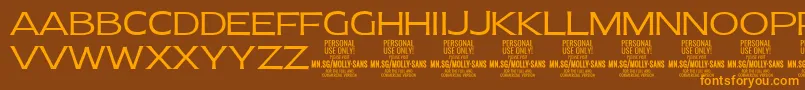 Fonte MollySansE Li PERSONAL – fontes laranjas em um fundo marrom