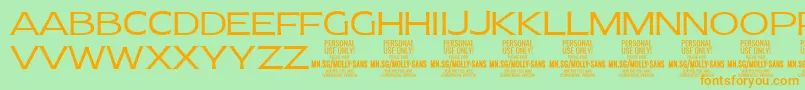 Шрифт MollySansE Li PERSONAL – оранжевые шрифты на зелёном фоне