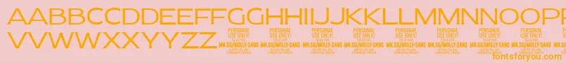MollySansE Li PERSONAL-Schriftart – Orangefarbene Schriften auf rosa Hintergrund