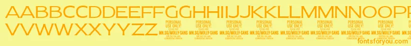 MollySansE Li PERSONAL Font – Orange Fonts on Yellow Background