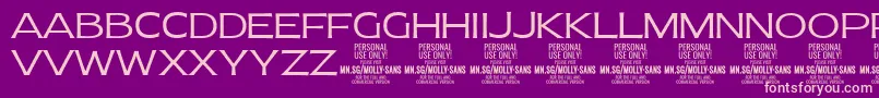 Шрифт MollySansE Li PERSONAL – розовые шрифты на фиолетовом фоне
