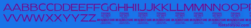 MollySansE Li PERSONAL-Schriftart – Violette Schriften auf blauem Hintergrund