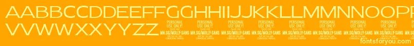 Шрифт MollySansE Li PERSONAL – жёлтые шрифты на оранжевом фоне