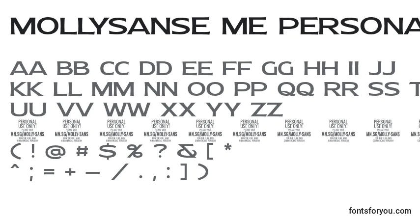 Czcionka MollySansE Me PERSONAL – alfabet, cyfry, specjalne znaki