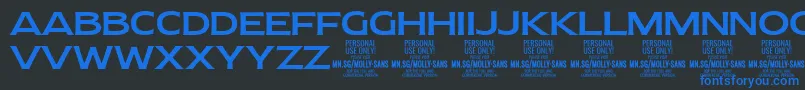 MollySansE Me PERSONAL Font – Blue Fonts on Black Background