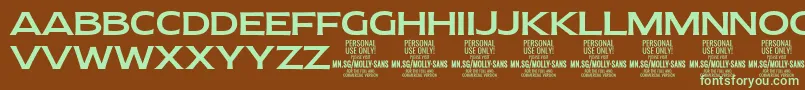 MollySansE Me PERSONAL Font – Green Fonts on Brown Background