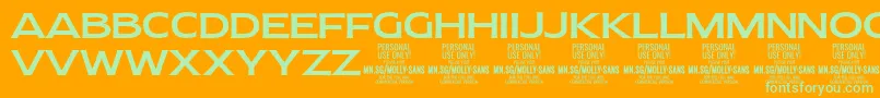 MollySansE Me PERSONAL Font – Green Fonts on Orange Background